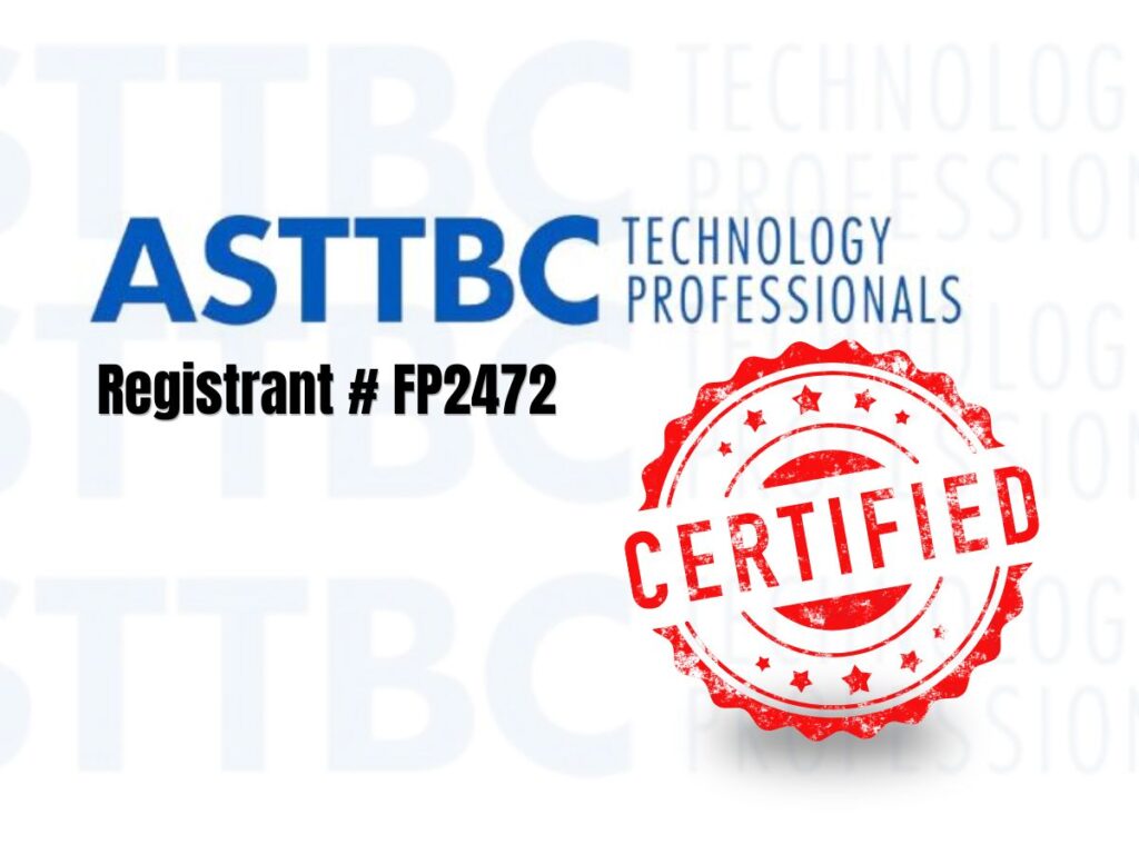 ASTTBC Registered Fire Protection Technician certificate for commercial kitchen exhaust cleaning